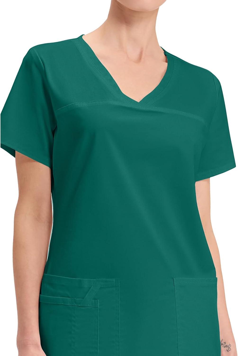 imageCherokee Scrubs for Women VNeck Scrub Top with 3 Pockets Stretchy Durable Breathable Easy Care Medical Uniform 4727Hunter