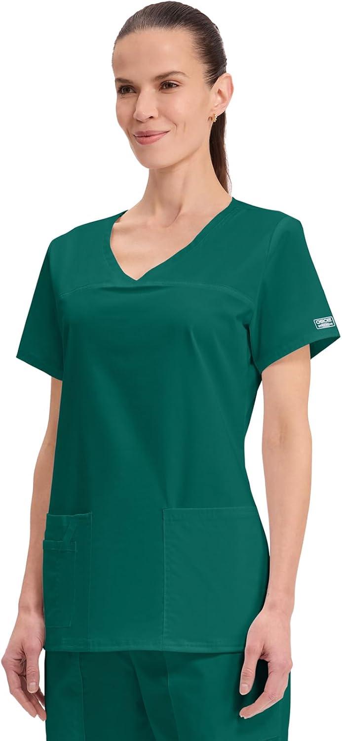 imageCherokee Scrubs for Women VNeck Scrub Top with 3 Pockets Stretchy Durable Breathable Easy Care Medical Uniform 4727Hunter
