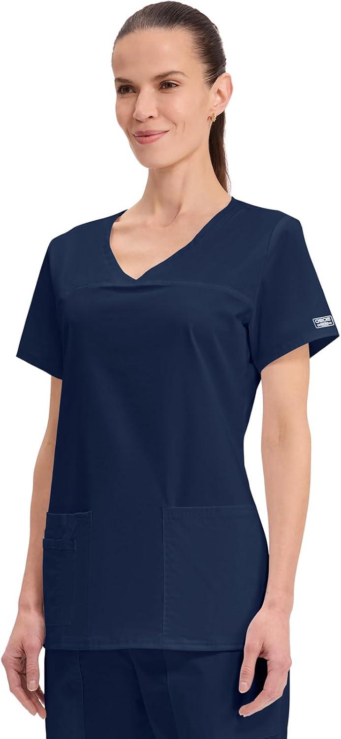 imageCherokee Scrubs for Women VNeck Scrub Top with 3 Pockets Stretchy Durable Breathable Easy Care Medical Uniform 4727Navy
