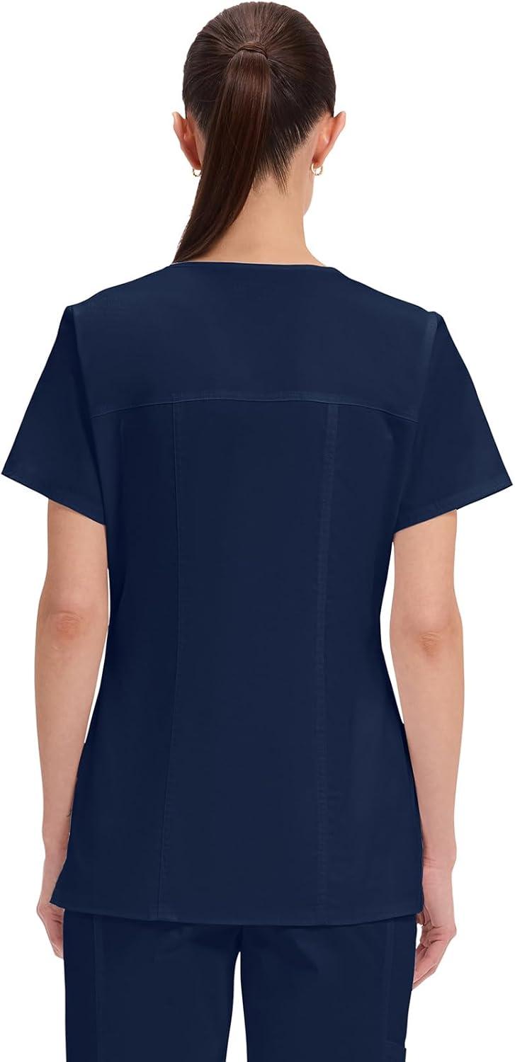 imageCherokee Scrubs for Women VNeck Scrub Top with 3 Pockets Stretchy Durable Breathable Easy Care Medical Uniform 4727Navy