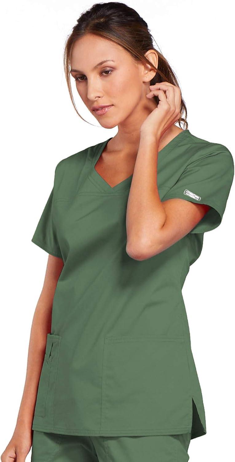 imageCherokee Scrubs for Women VNeck Scrub Top with 3 Pockets Stretchy Durable Breathable Easy Care Medical Uniform 4727Olive