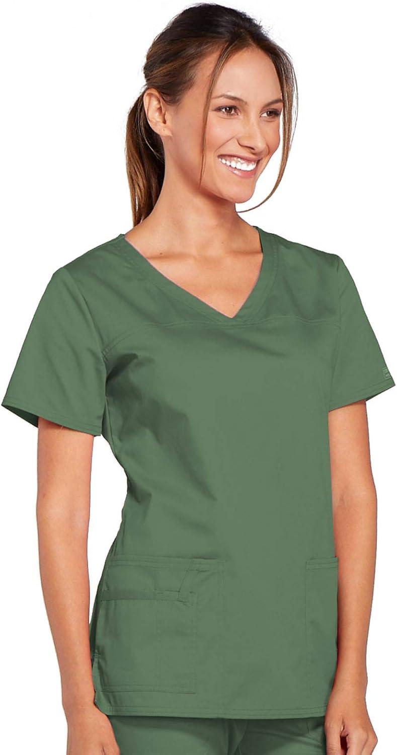 imageCherokee Scrubs for Women VNeck Scrub Top with 3 Pockets Stretchy Durable Breathable Easy Care Medical Uniform 4727Olive