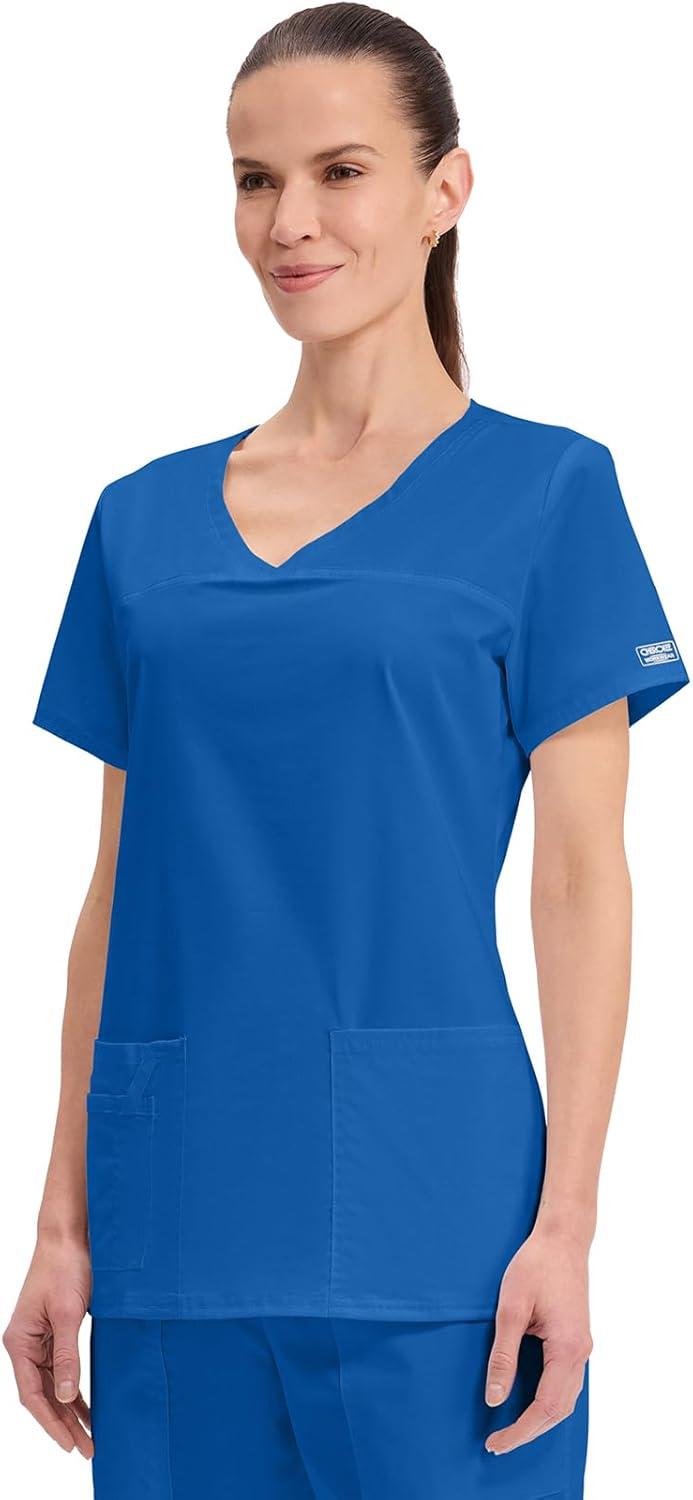 imageCherokee Scrubs for Women VNeck Scrub Top with 3 Pockets Stretchy Durable Breathable Easy Care Medical Uniform 4727Royal