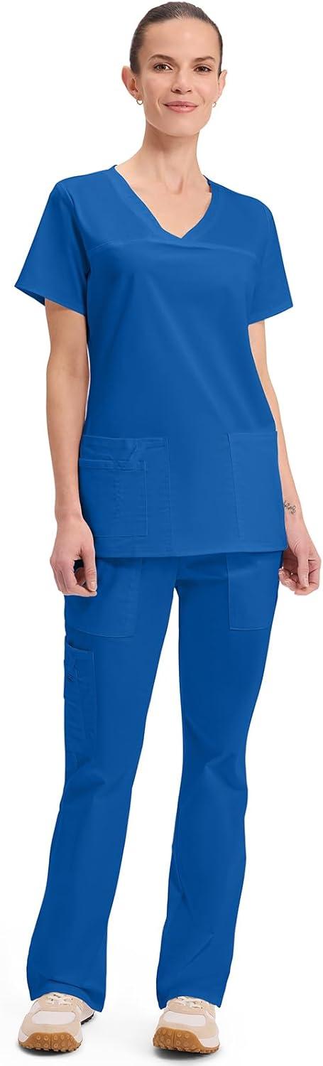 imageCherokee Scrubs for Women VNeck Scrub Top with 3 Pockets Stretchy Durable Breathable Easy Care Medical Uniform 4727Royal