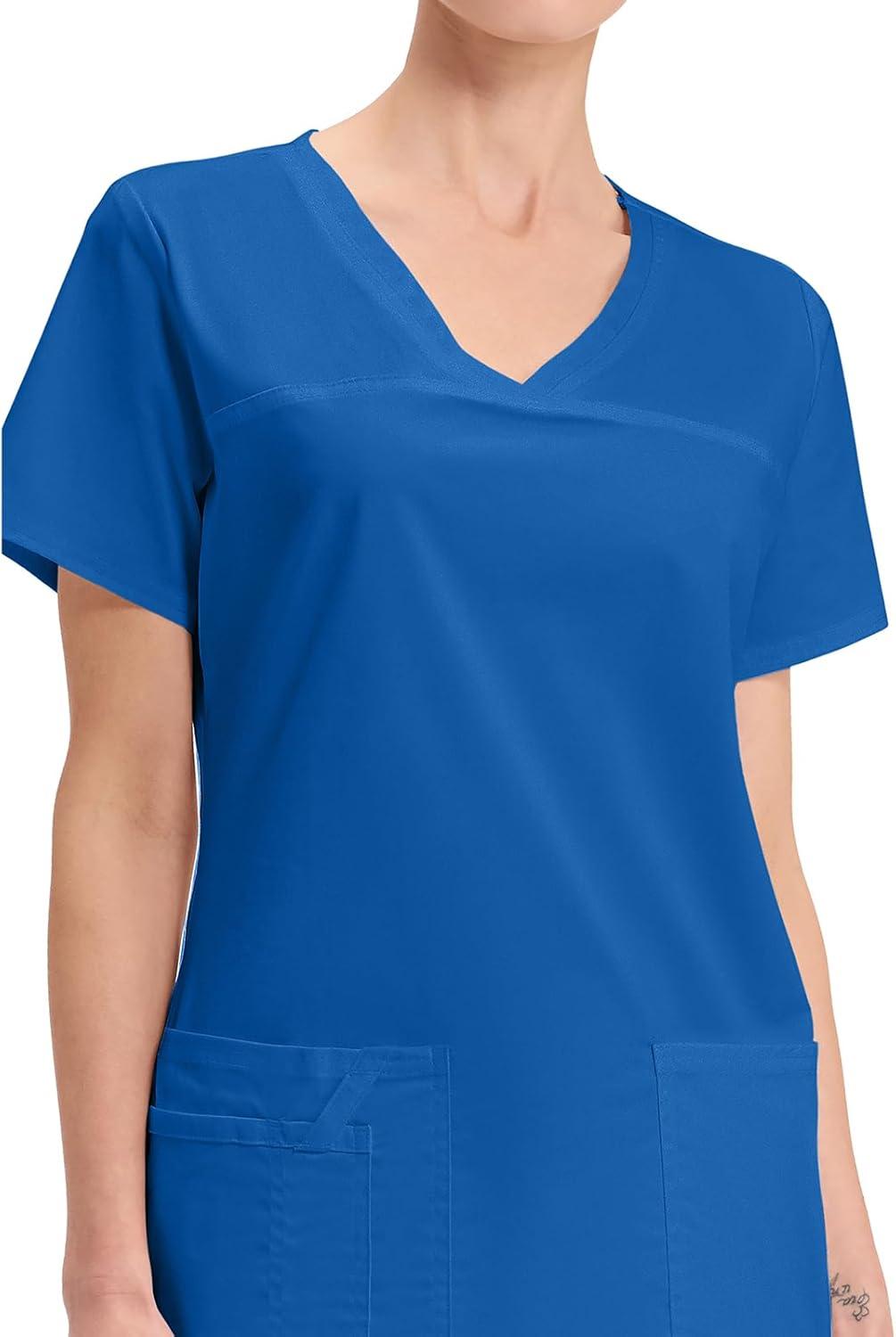 imageCherokee Scrubs for Women VNeck Scrub Top with 3 Pockets Stretchy Durable Breathable Easy Care Medical Uniform 4727Royal