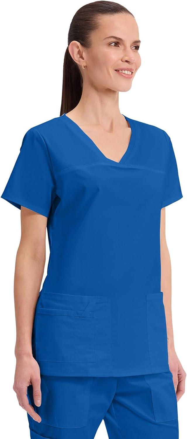 imageCherokee Scrubs for Women VNeck Scrub Top with 3 Pockets Stretchy Durable Breathable Easy Care Medical Uniform 4727Royal