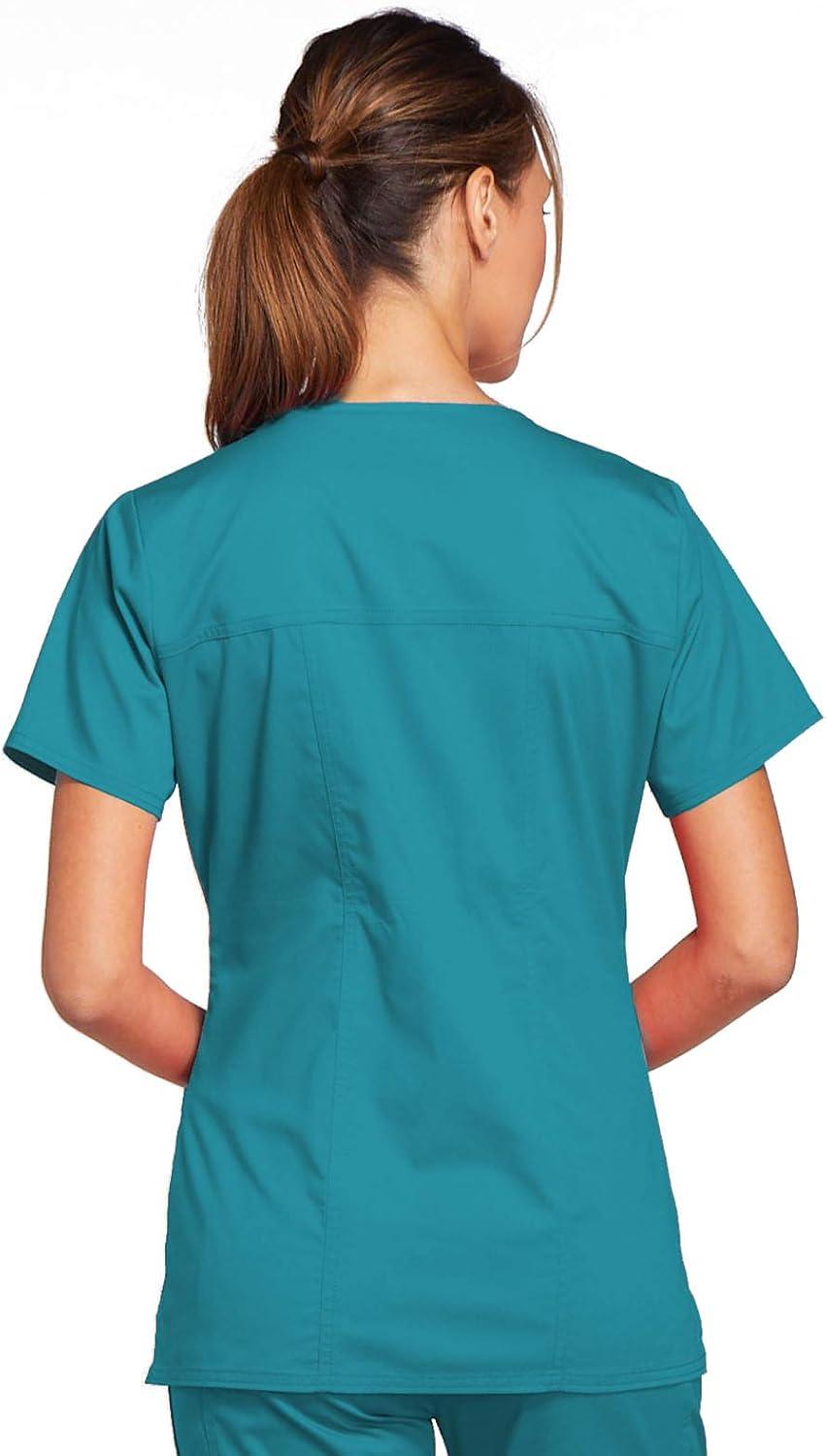 imageCherokee Scrubs for Women VNeck Scrub Top with 3 Pockets Stretchy Durable Breathable Easy Care Medical Uniform 4727Teal Blue