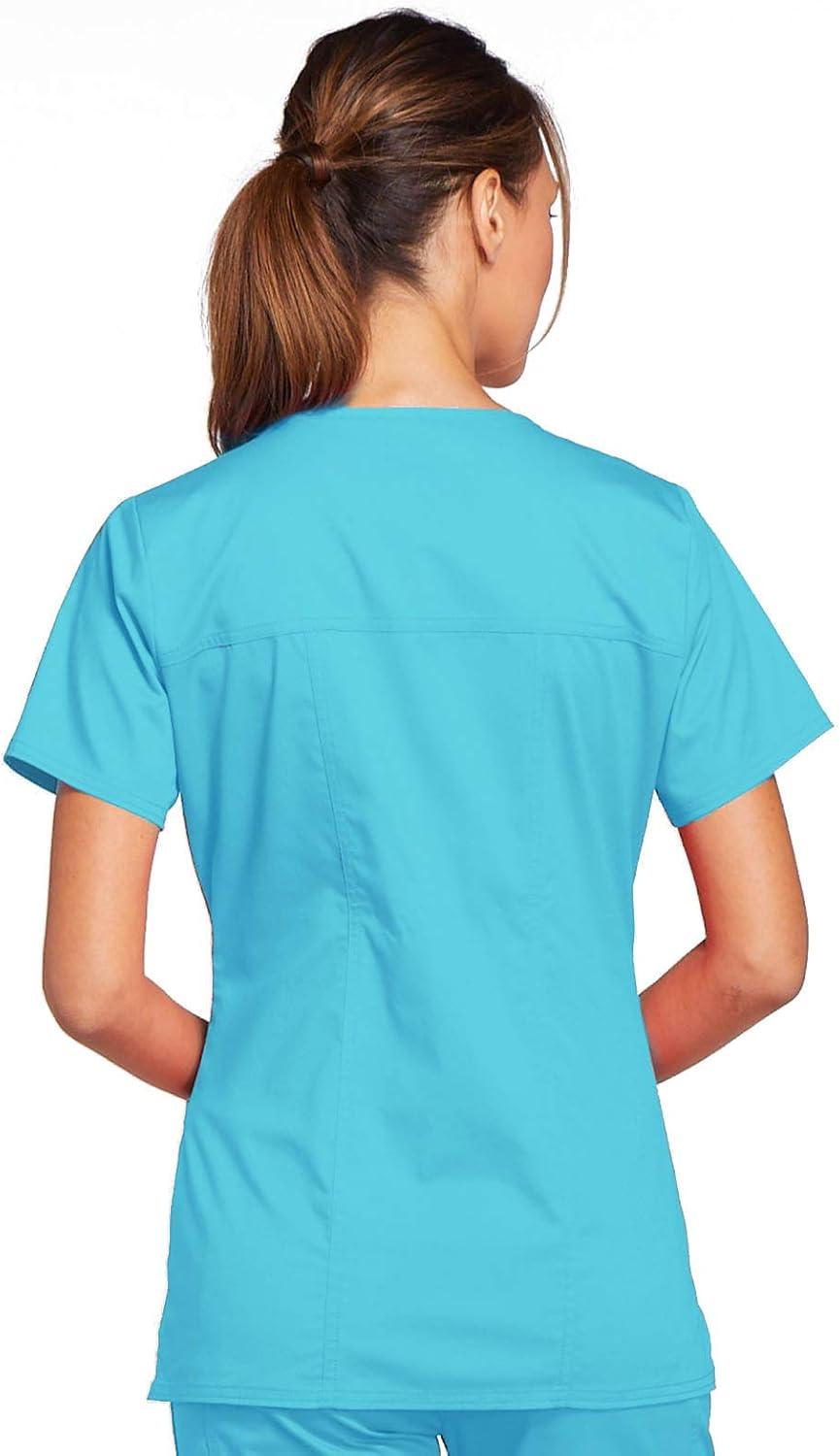 imageCherokee Scrubs for Women VNeck Scrub Top with 3 Pockets Stretchy Durable Breathable Easy Care Medical Uniform 4727Turquoise