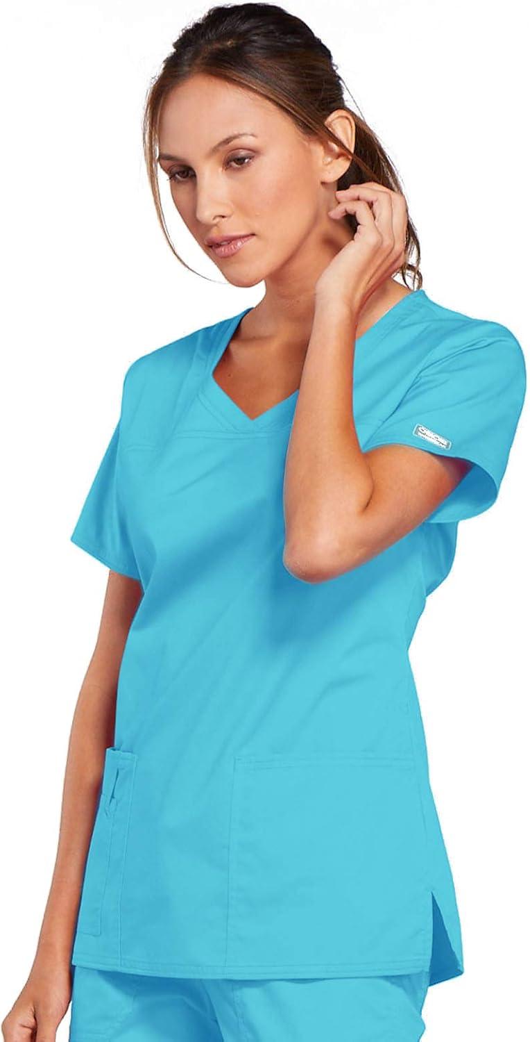 imageCherokee Scrubs for Women VNeck Scrub Top with 3 Pockets Stretchy Durable Breathable Easy Care Medical Uniform 4727Turquoise