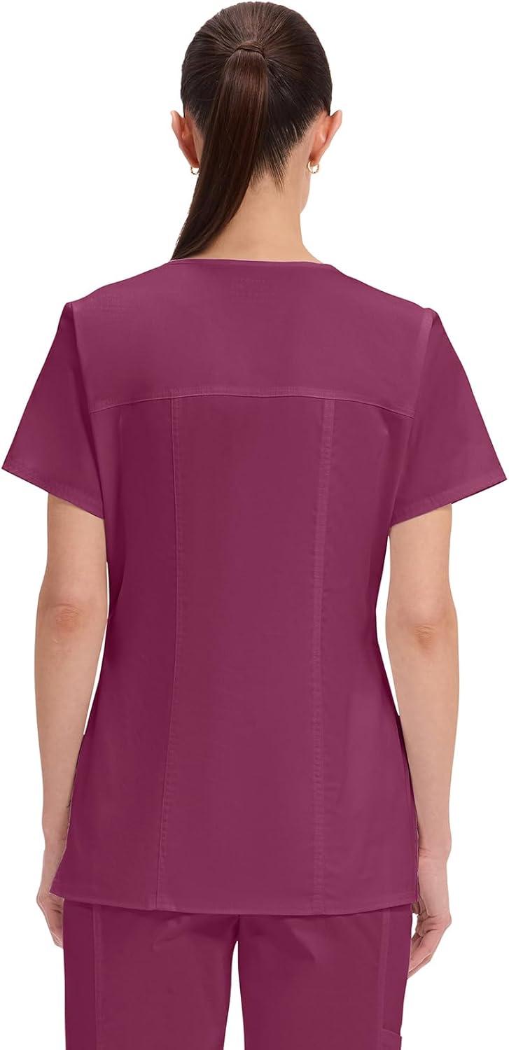 imageCherokee Scrubs for Women VNeck Scrub Top with 3 Pockets Stretchy Durable Breathable Easy Care Medical Uniform 4727Wine