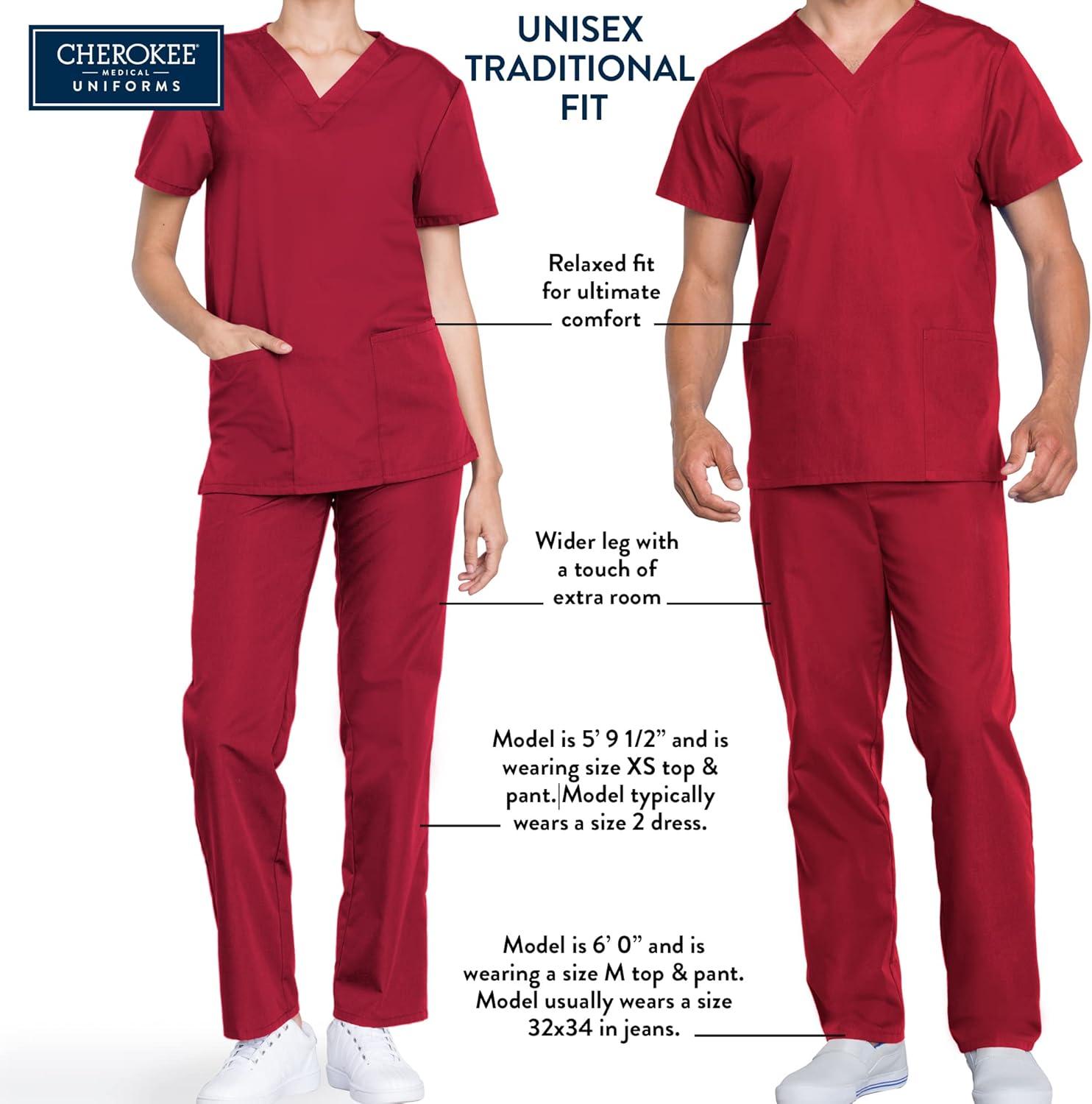imageCherokee Unisex Scrub Pants for Men amp Women Drawstring Cargo Medical Uniform Straight Leg Nursing Scrub Bottoms 4100Red