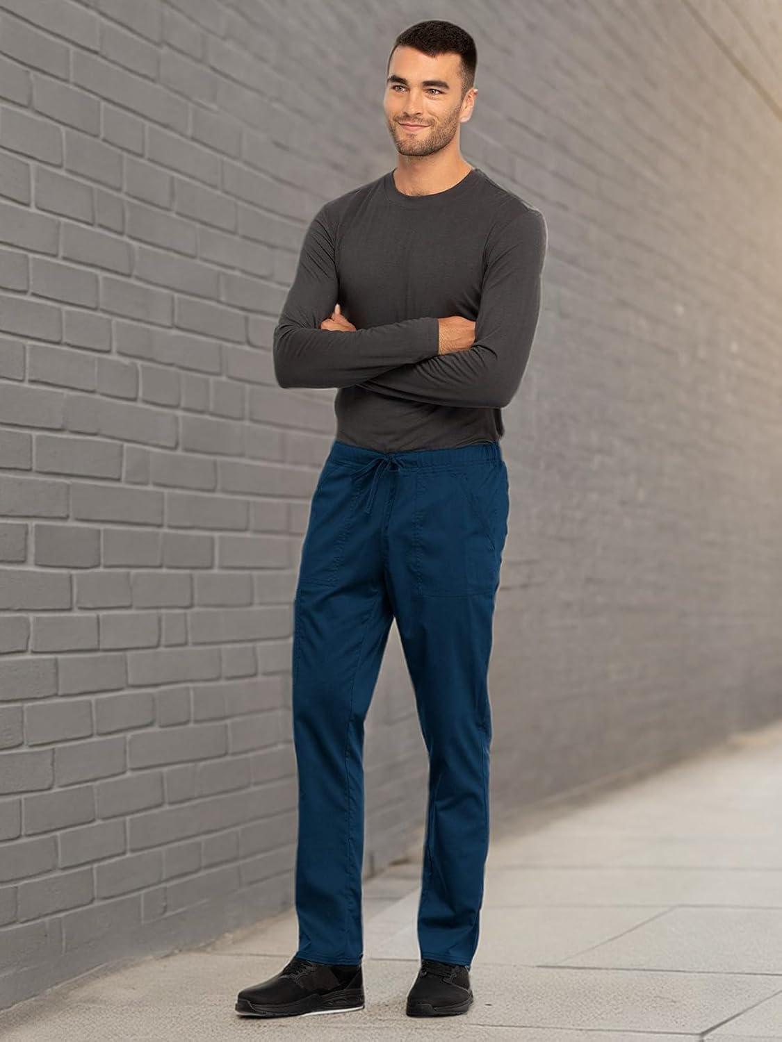 imageCherokee Unisex Scrub Pants for Men amp Women Tapered Leg Drawstring 4 Pocket Medical Uniform Easy Care 2Way Stretch WW020Navy
