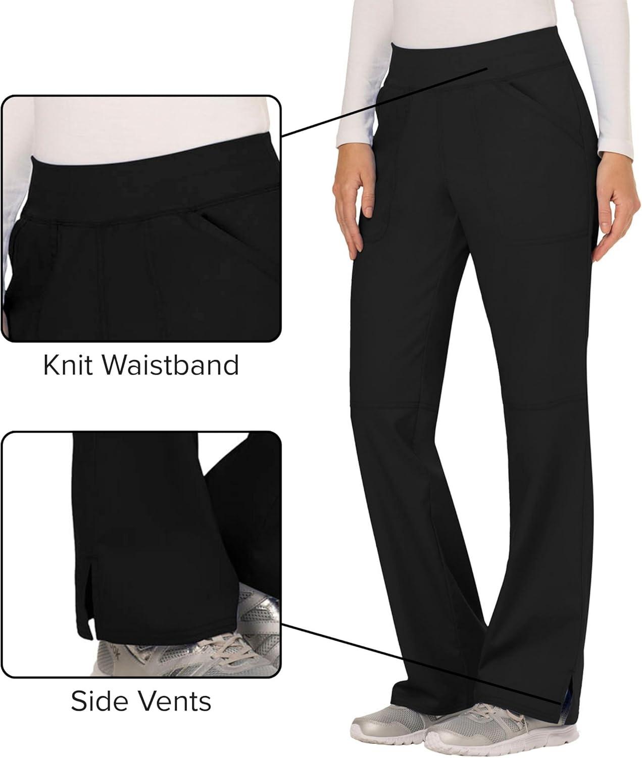 imageCherokee Women Scrub Pant with Straight Leg Pullon Pant Medical Bottom with 4 Pocket amp 2Way Stretch Fabric WW110Black