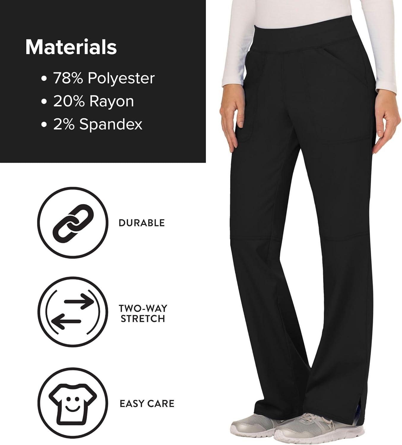 imageCherokee Women Scrub Pant with Straight Leg Pullon Pant Medical Bottom with 4 Pocket amp 2Way Stretch Fabric WW110Black