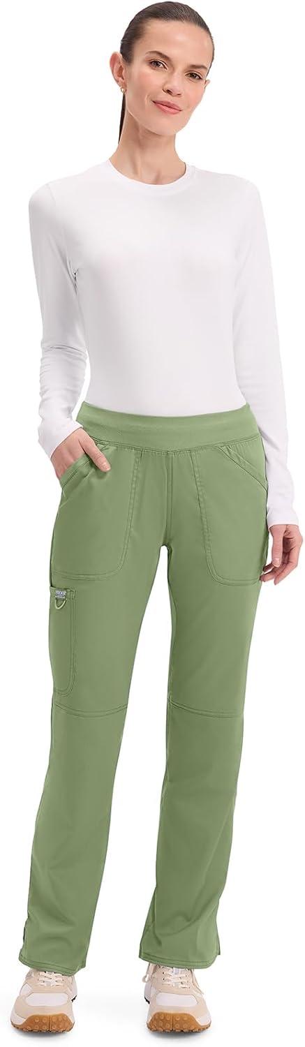 imageCherokee Women Scrub Pant with Straight Leg Pullon Pant Medical Bottom with 4 Pocket amp 2Way Stretch Fabric WW110Celery Green