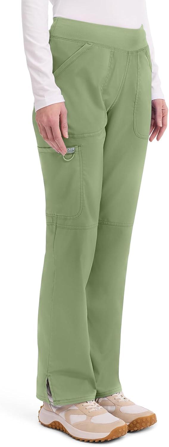 imageCherokee Women Scrub Pant with Straight Leg Pullon Pant Medical Bottom with 4 Pocket amp 2Way Stretch Fabric WW110Celery Green