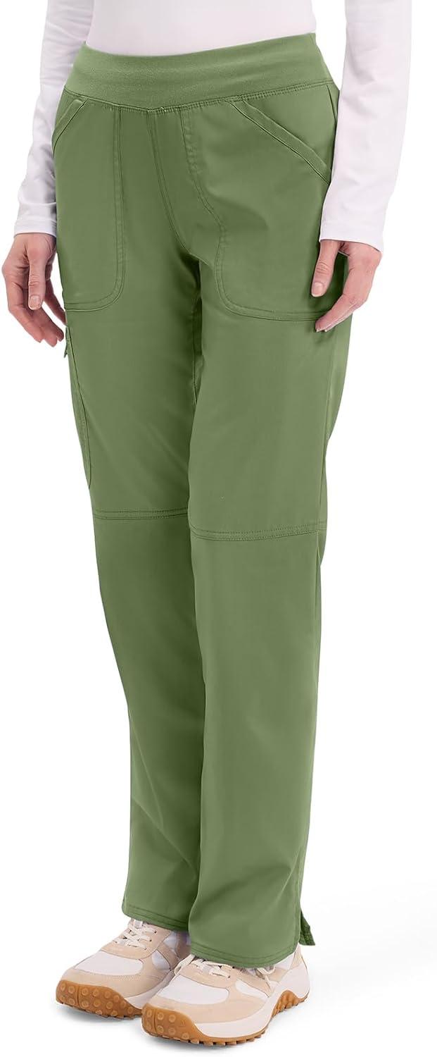 imageCherokee Women Scrub Pant with Straight Leg Pullon Pant Medical Bottom with 4 Pocket amp 2Way Stretch Fabric WW110Celery Green
