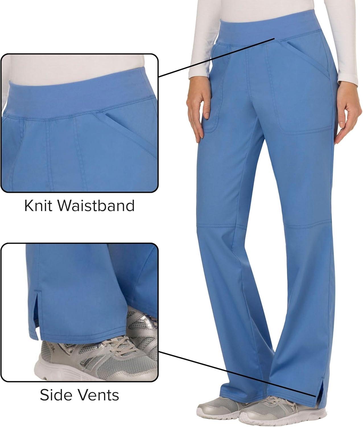 imageCherokee Women Scrub Pant with Straight Leg Pullon Pant Medical Bottom with 4 Pocket amp 2Way Stretch Fabric WW110Ciel Blue