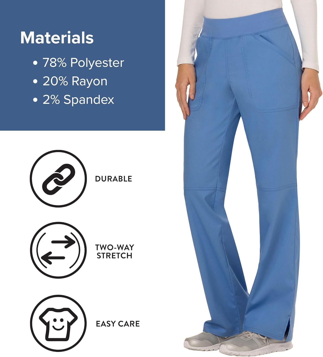 imageCherokee Women Scrub Pant with Straight Leg Pullon Pant Medical Bottom with 4 Pocket amp 2Way Stretch Fabric WW110Ciel Blue