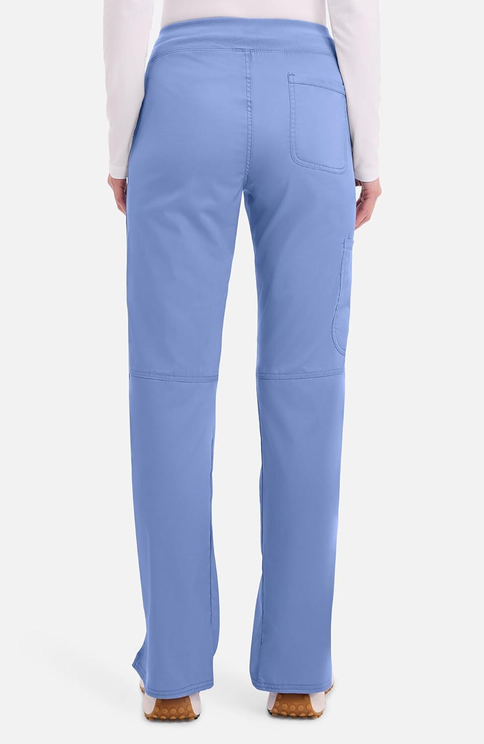 imageCherokee Women Scrub Pant with Straight Leg Pullon Pant Medical Bottom with 4 Pocket amp 2Way Stretch Fabric WW110Ciel Blue
