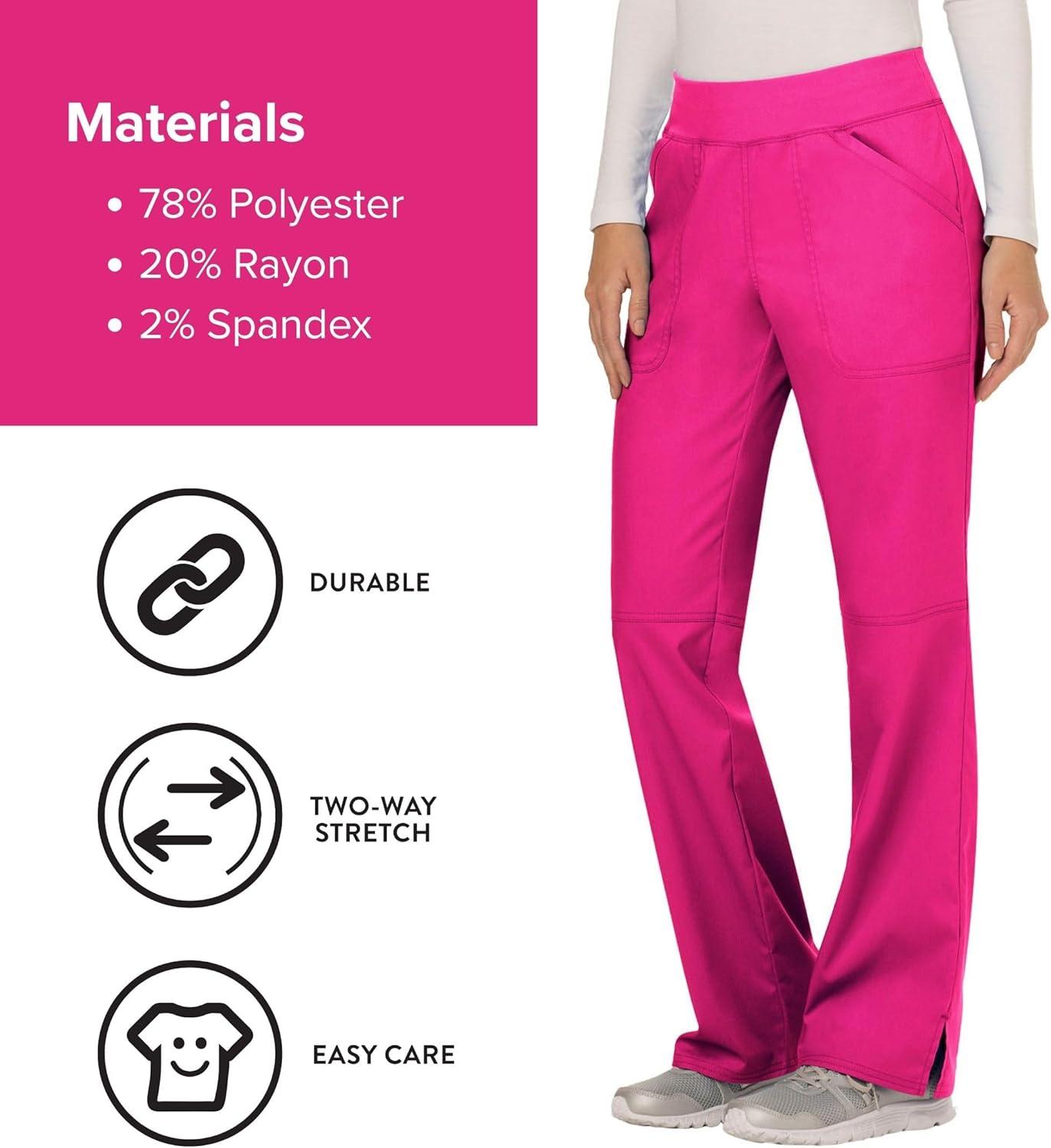 imageCherokee Women Scrub Pant with Straight Leg Pullon Pant Medical Bottom with 4 Pocket amp 2Way Stretch Fabric WW110Electric Pink