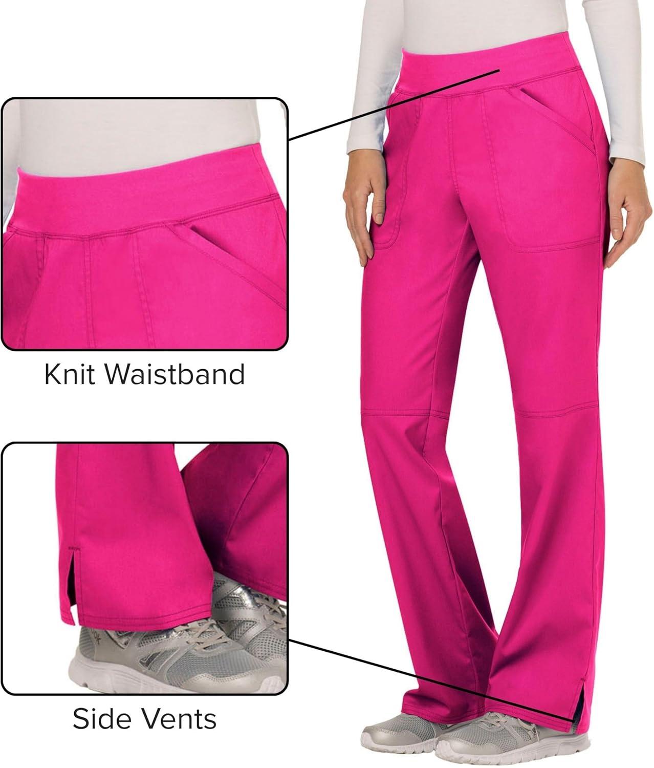 imageCherokee Women Scrub Pant with Straight Leg Pullon Pant Medical Bottom with 4 Pocket amp 2Way Stretch Fabric WW110Electric Pink
