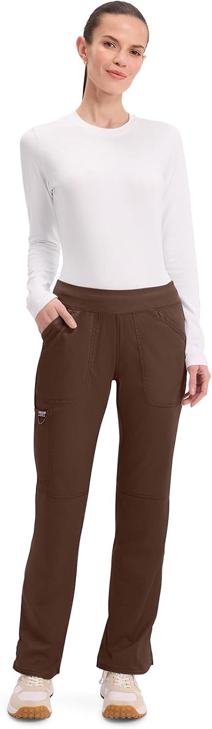 imageCherokee Women Scrub Pant with Straight Leg Pullon Pant Medical Bottom with 4 Pocket amp 2Way Stretch Fabric WW110Espresso
