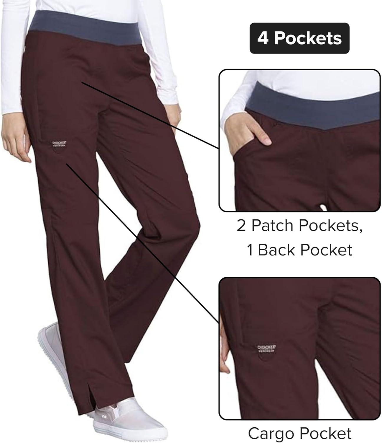 imageCherokee Women Scrub Pant with Straight Leg Pullon Pant Medical Bottom with 4 Pocket amp 2Way Stretch Fabric WW110Espresso