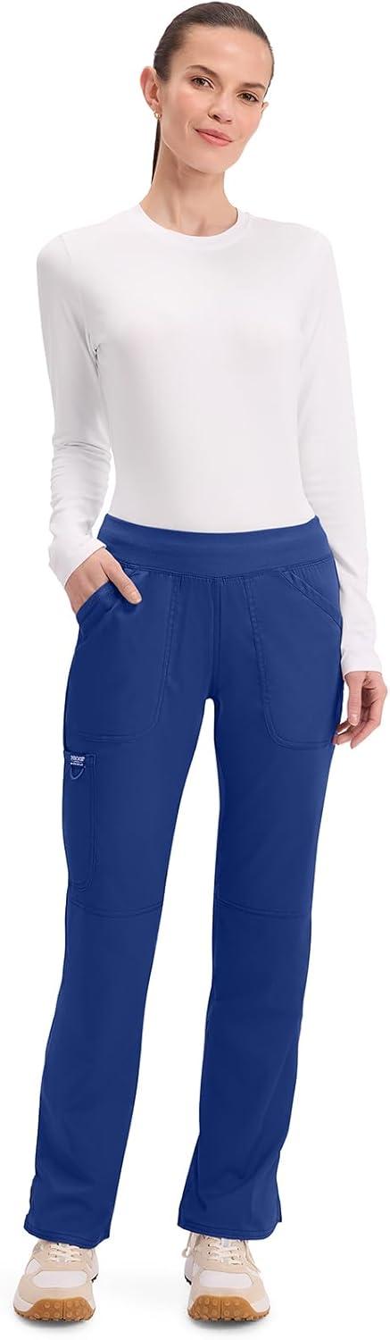 imageCherokee Women Scrub Pant with Straight Leg Pullon Pant Medical Bottom with 4 Pocket amp 2Way Stretch Fabric WW110Galaxy Blue