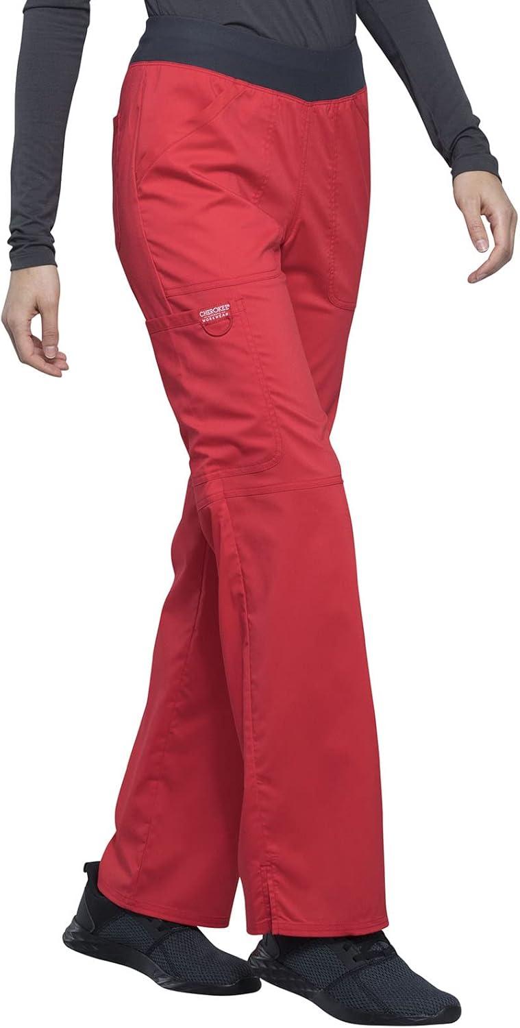 imageCherokee Women Scrub Pant with Straight Leg Pullon Pant Medical Bottom with 4 Pocket amp 2Way Stretch Fabric WW110Hot Tomato