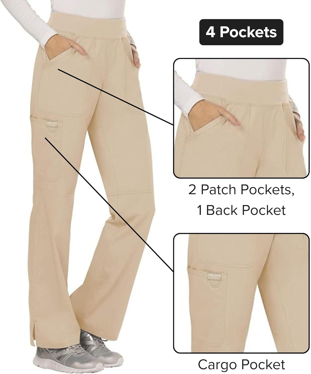 imageCherokee Women Scrub Pant with Straight Leg Pullon Pant Medical Bottom with 4 Pocket amp 2Way Stretch Fabric WW110Khaki