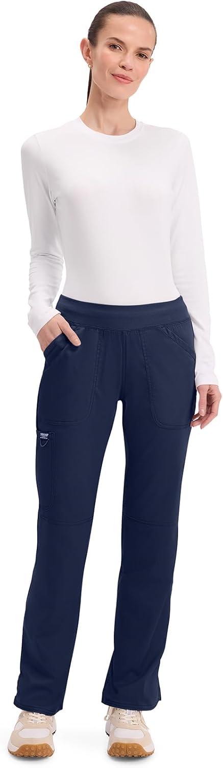 imageCherokee Women Scrub Pant with Straight Leg Pullon Pant Medical Bottom with 4 Pocket amp 2Way Stretch Fabric WW110Navy