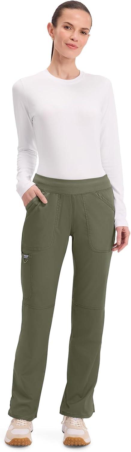 imageCherokee Women Scrub Pant with Straight Leg Pullon Pant Medical Bottom with 4 Pocket amp 2Way Stretch Fabric WW110Olive