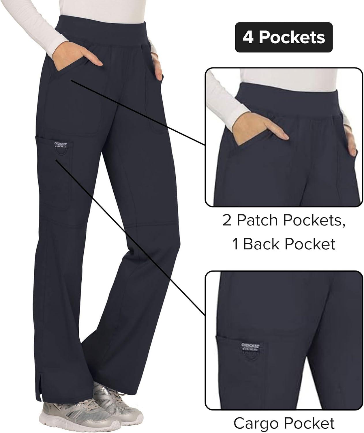 imageCherokee Women Scrub Pant with Straight Leg Pullon Pant Medical Bottom with 4 Pocket amp 2Way Stretch Fabric WW110Pewter