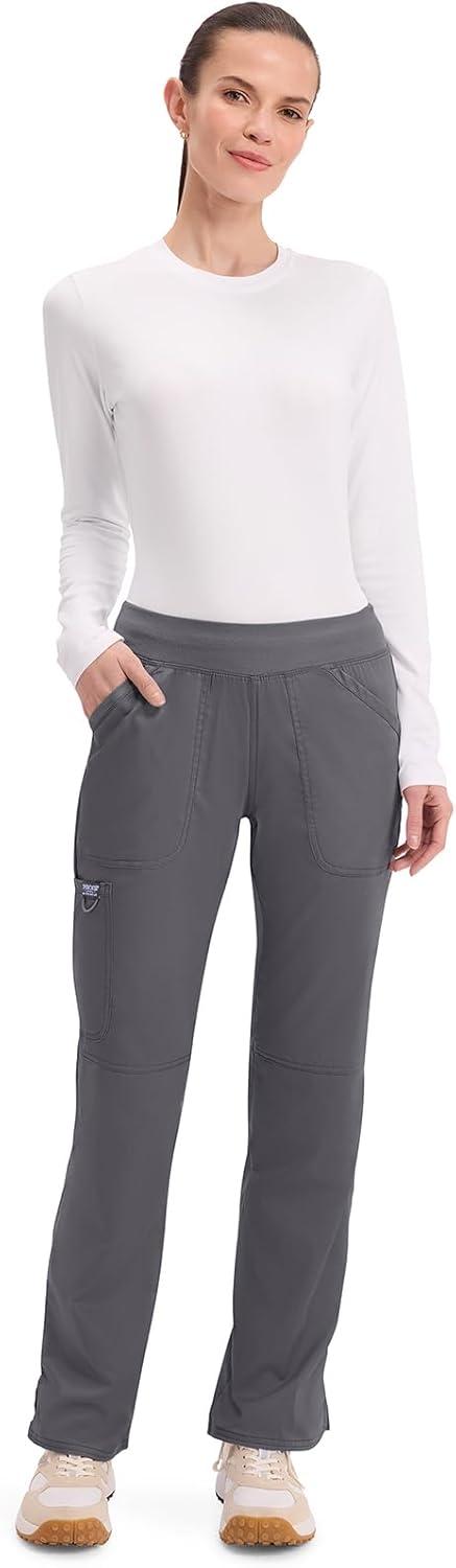 imageCherokee Women Scrub Pant with Straight Leg Pullon Pant Medical Bottom with 4 Pocket amp 2Way Stretch Fabric WW110Pewter
