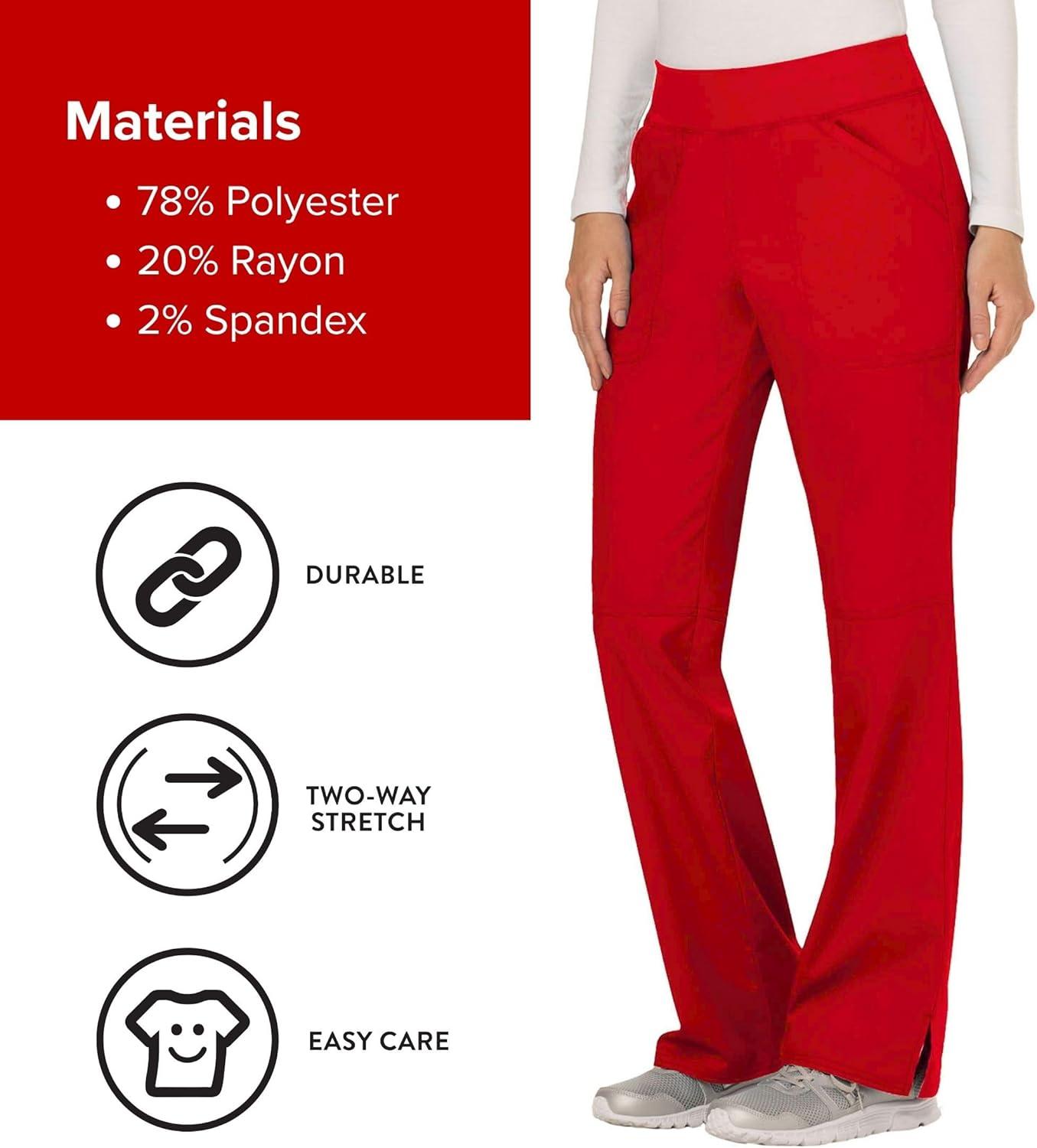 imageCherokee Women Scrub Pant with Straight Leg Pullon Pant Medical Bottom with 4 Pocket amp 2Way Stretch Fabric WW110Red