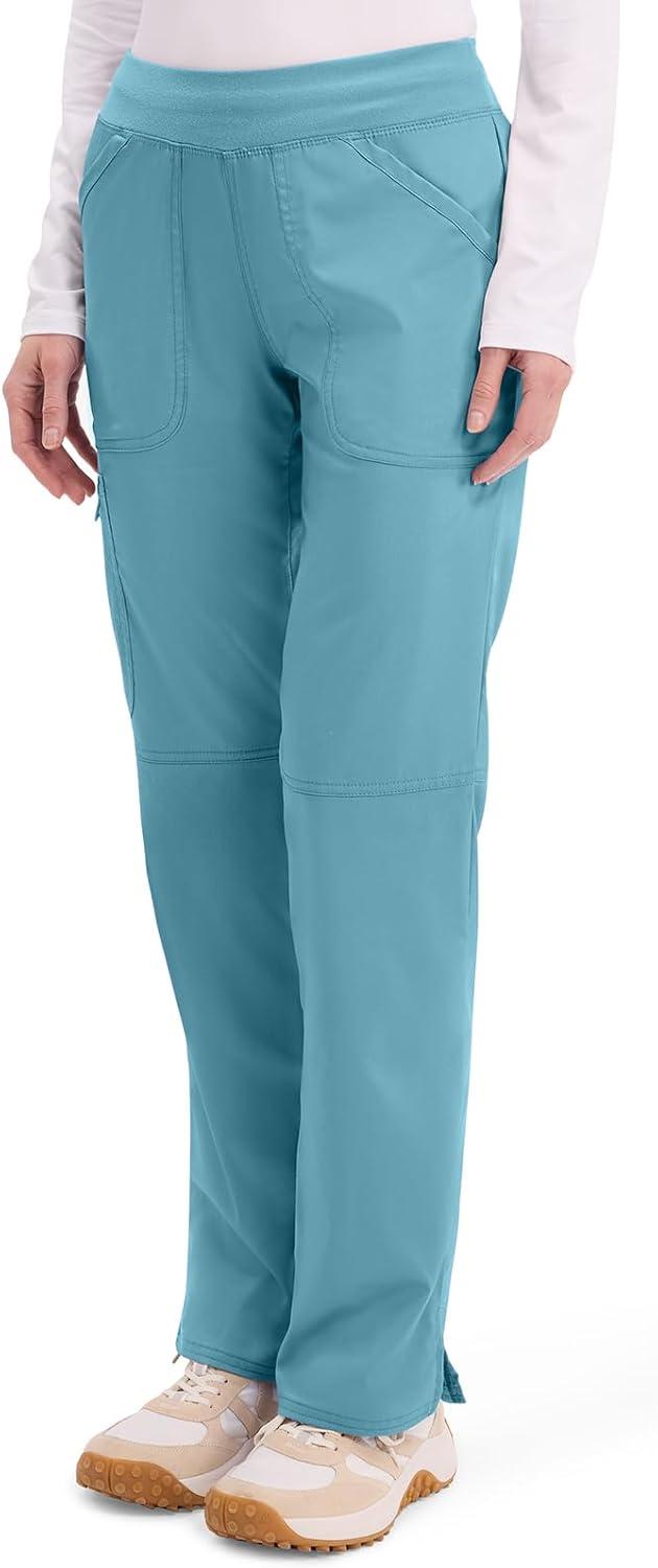 imageCherokee Women Scrub Pant with Straight Leg Pullon Pant Medical Bottom with 4 Pocket amp 2Way Stretch Fabric WW110Soft Marine