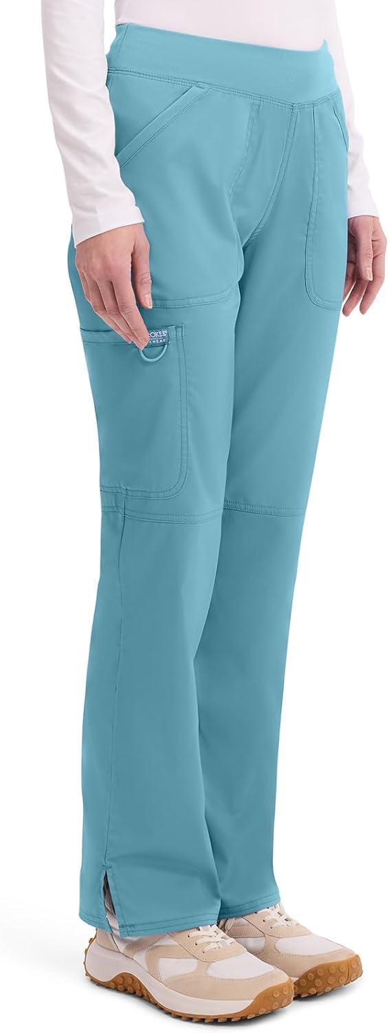 imageCherokee Women Scrub Pant with Straight Leg Pullon Pant Medical Bottom with 4 Pocket amp 2Way Stretch Fabric WW110Soft Marine