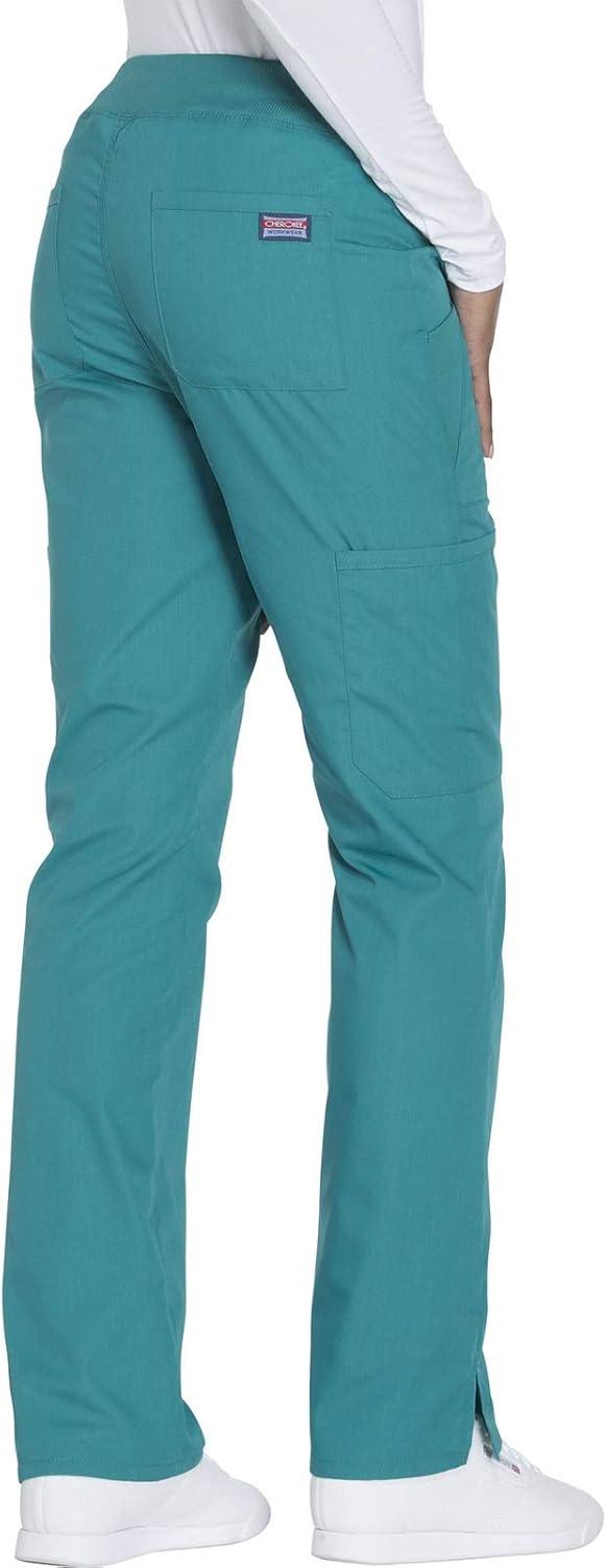 imageCherokee Women Scrub Pant with Straight Leg Pullon Pant Medical Bottom with 4 Pocket amp 2Way Stretch Fabric WW110Teal Blue