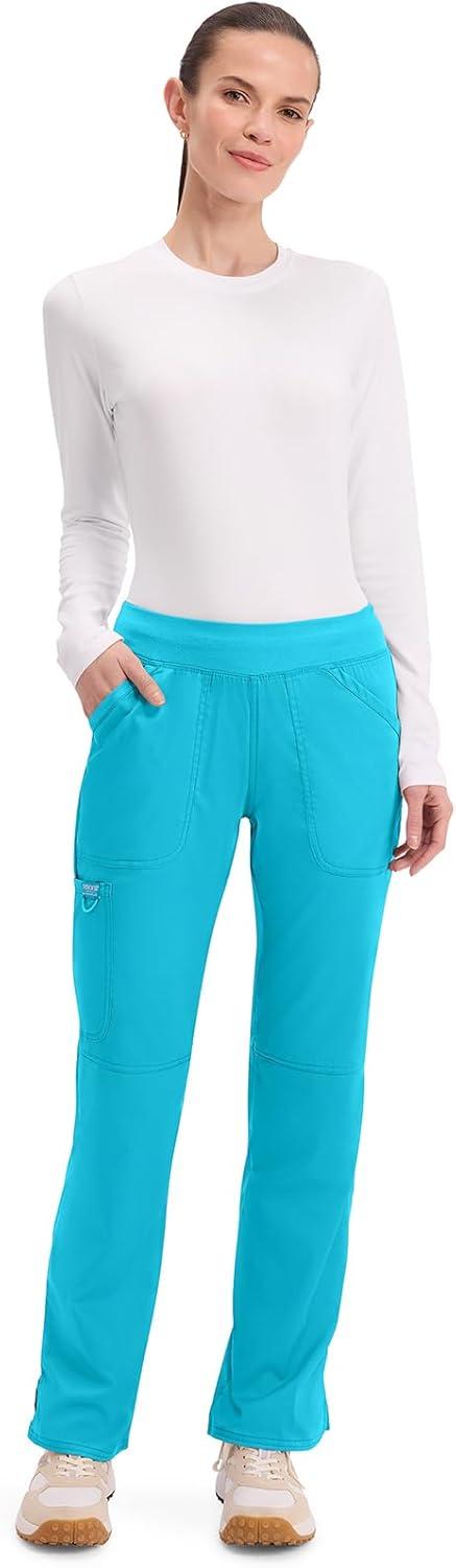 imageCherokee Women Scrub Pant with Straight Leg Pullon Pant Medical Bottom with 4 Pocket amp 2Way Stretch Fabric WW110Turquoise