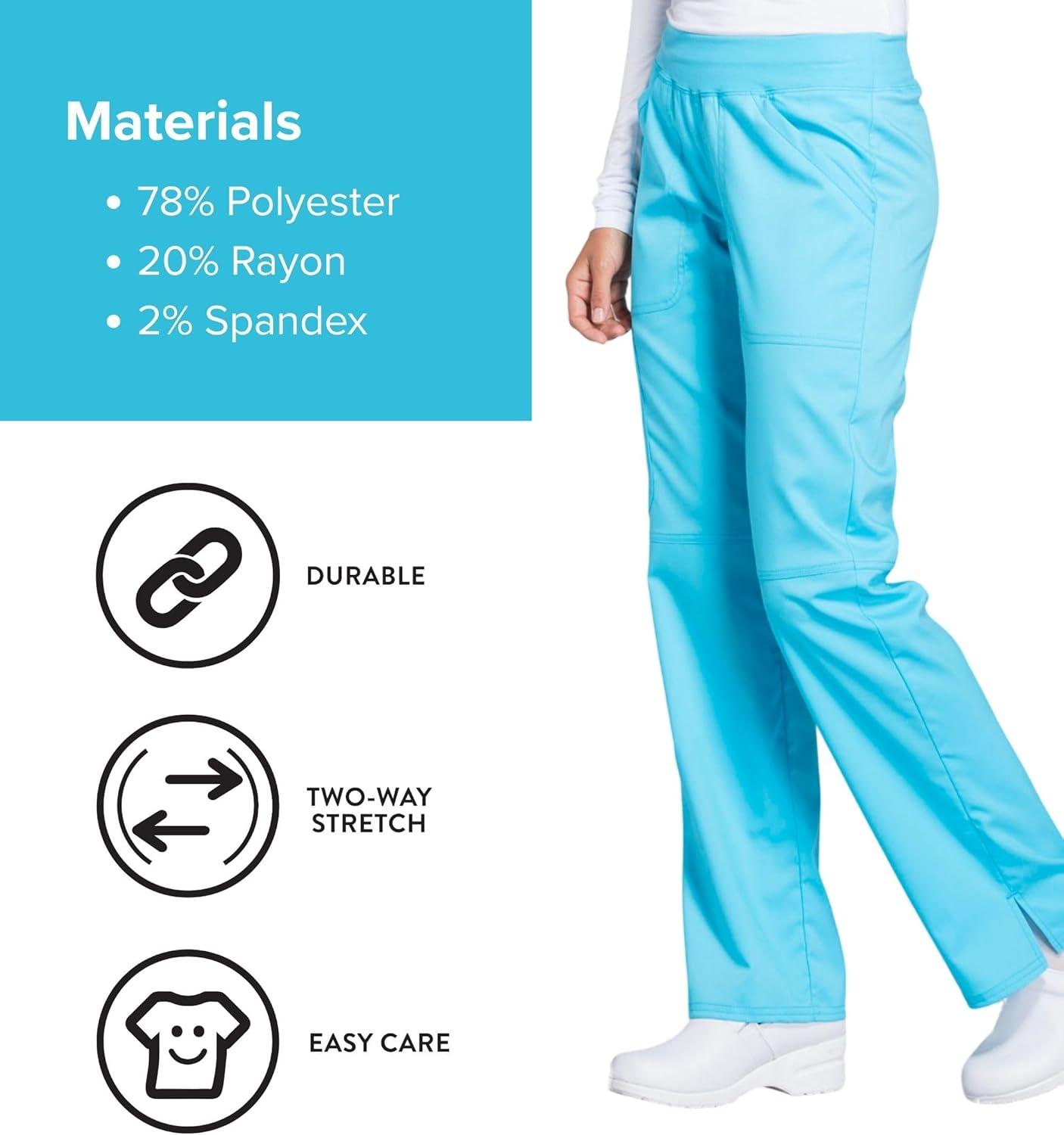imageCherokee Women Scrub Pant with Straight Leg Pullon Pant Medical Bottom with 4 Pocket amp 2Way Stretch Fabric WW110Turquoise