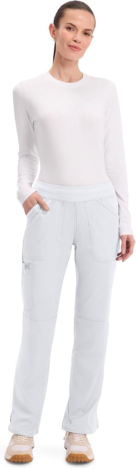 imageCherokee Women Scrub Pant with Straight Leg Pullon Pant Medical Bottom with 4 Pocket amp 2Way Stretch Fabric WW110White