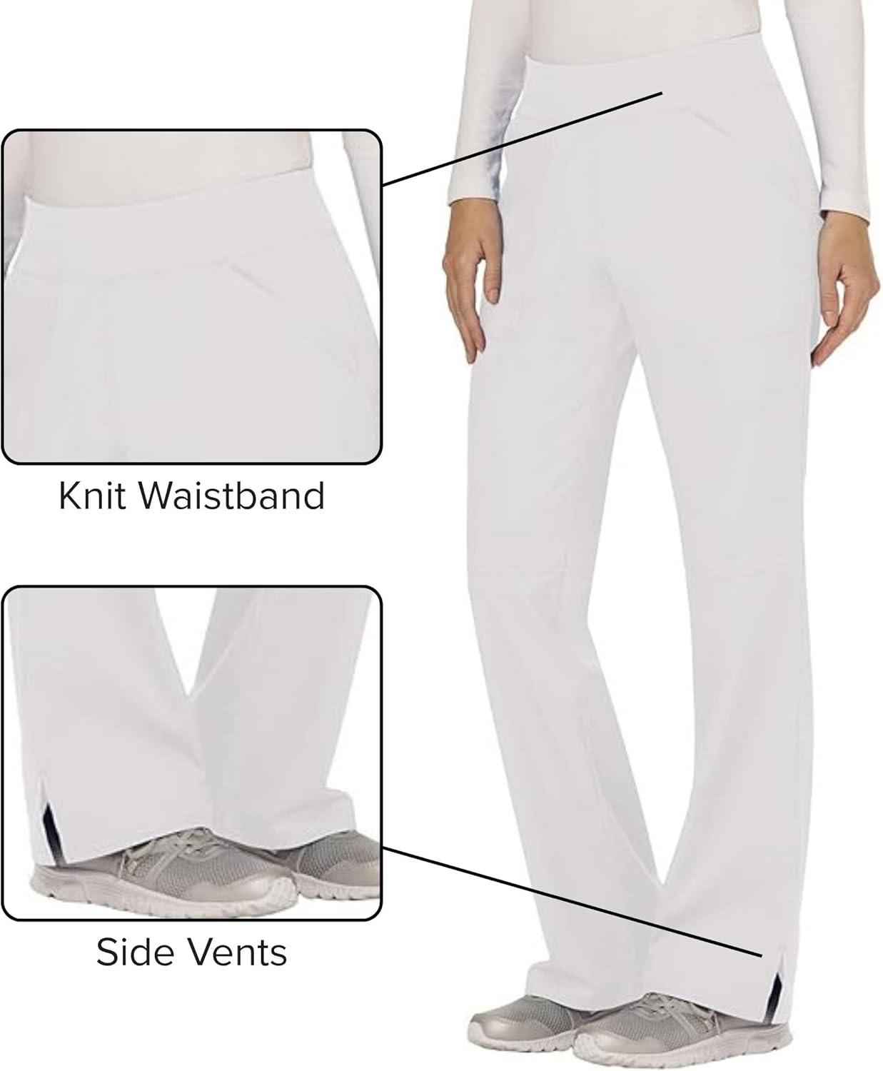imageCherokee Women Scrub Pant with Straight Leg Pullon Pant Medical Bottom with 4 Pocket amp 2Way Stretch Fabric WW110White