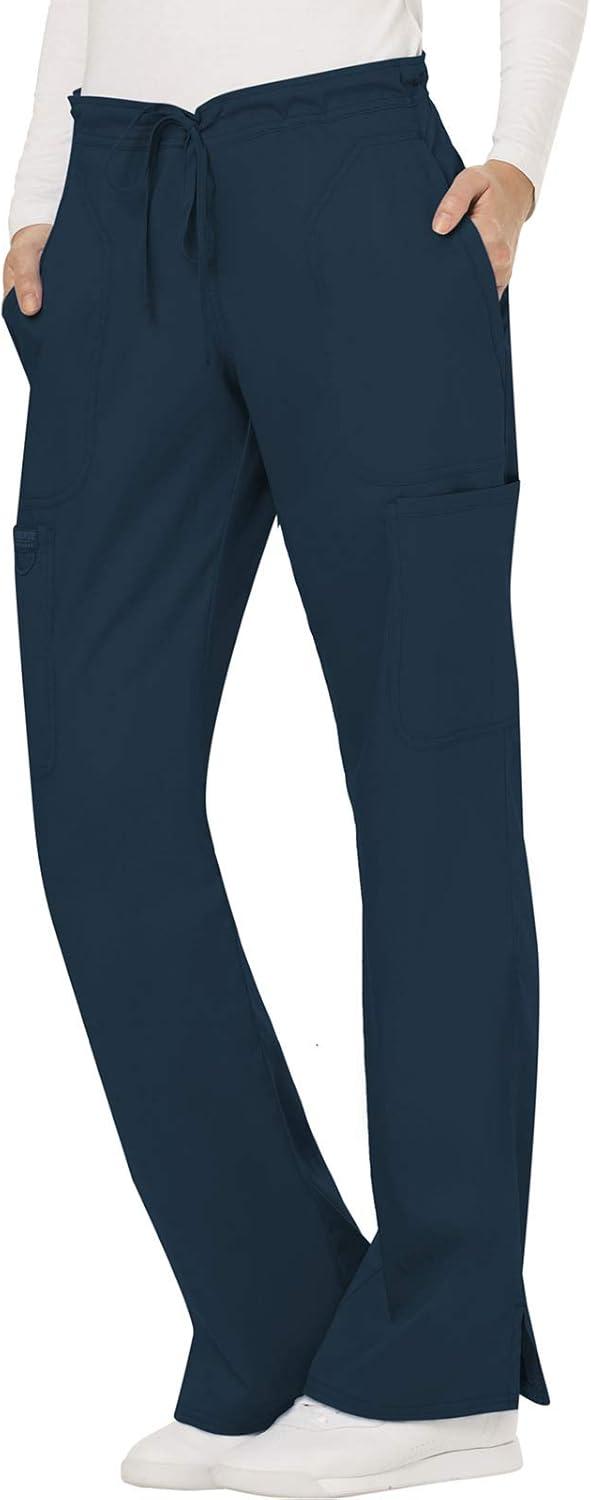 imageCherokee Women Scrubs Pant Workwear Revolution Mid Rise Moderate Flare Drawstring WW120Caribbean Blue