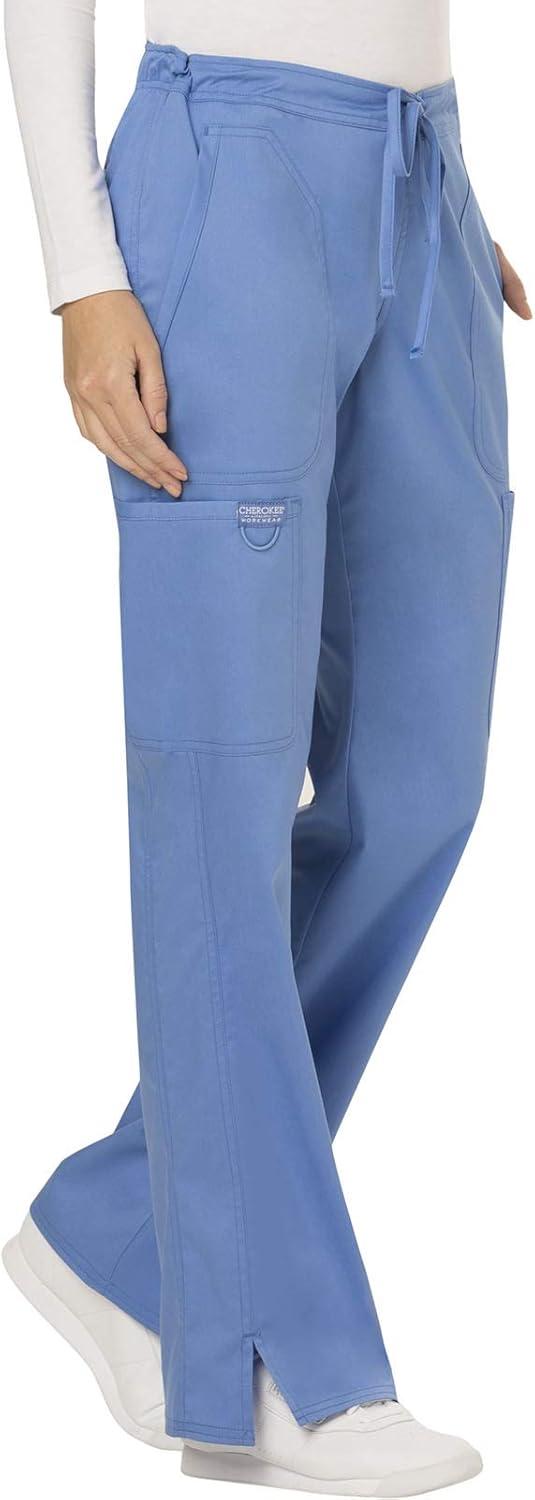 imageCherokee Women Scrubs Pant Workwear Revolution Mid Rise Moderate Flare Drawstring WW120Ciel