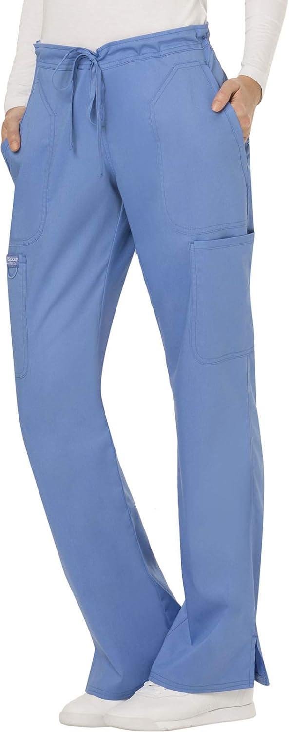 imageCherokee Women Scrubs Pant Workwear Revolution Mid Rise Moderate Flare Drawstring WW120Ciel