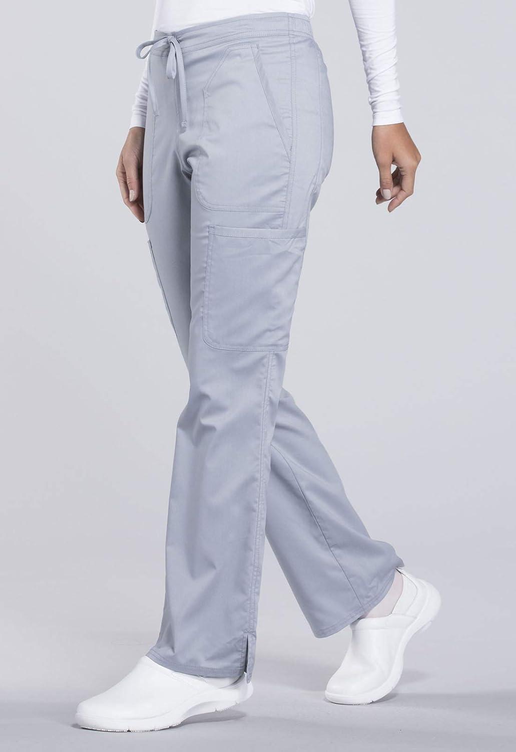 imageCherokee Women Scrubs Pant Workwear Revolution Mid Rise Moderate Flare Drawstring WW120Grey