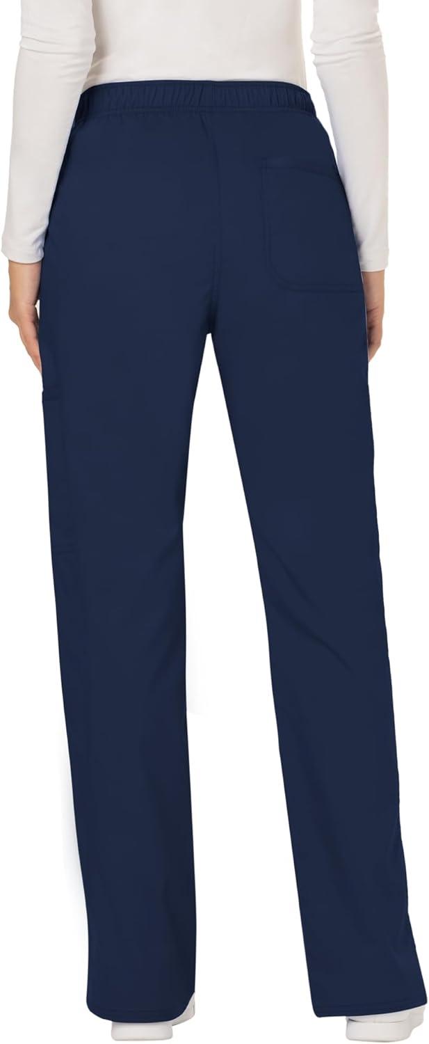 imageCherokee Women Scrubs Pant Workwear Revolution Mid Rise Moderate Flare Drawstring WW120Navy