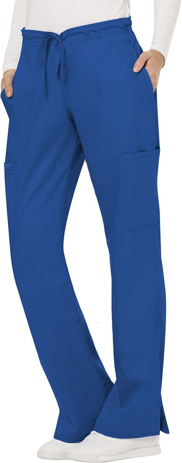 imageCherokee Women Scrubs Pant Workwear Revolution Mid Rise Moderate Flare Drawstring WW120Royal
