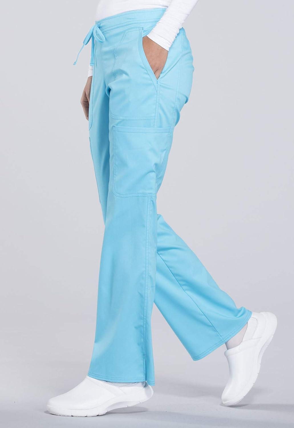 imageCherokee Women Scrubs Pant Workwear Revolution Mid Rise Moderate Flare Drawstring WW120Turquoise